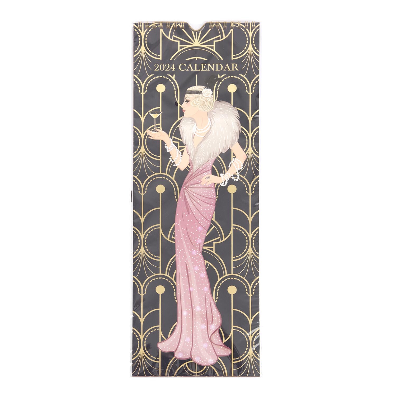 Long Art Deco Spiral Calendar 2024 Image 1