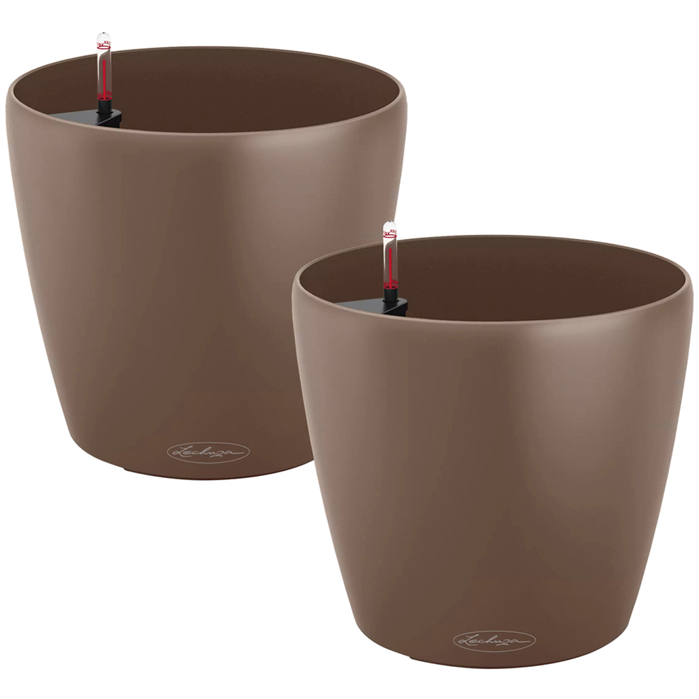 Lechuza Classico Nutmeg Poly-Resin Self-Watering Planter 21cm 2 Pack Image 1