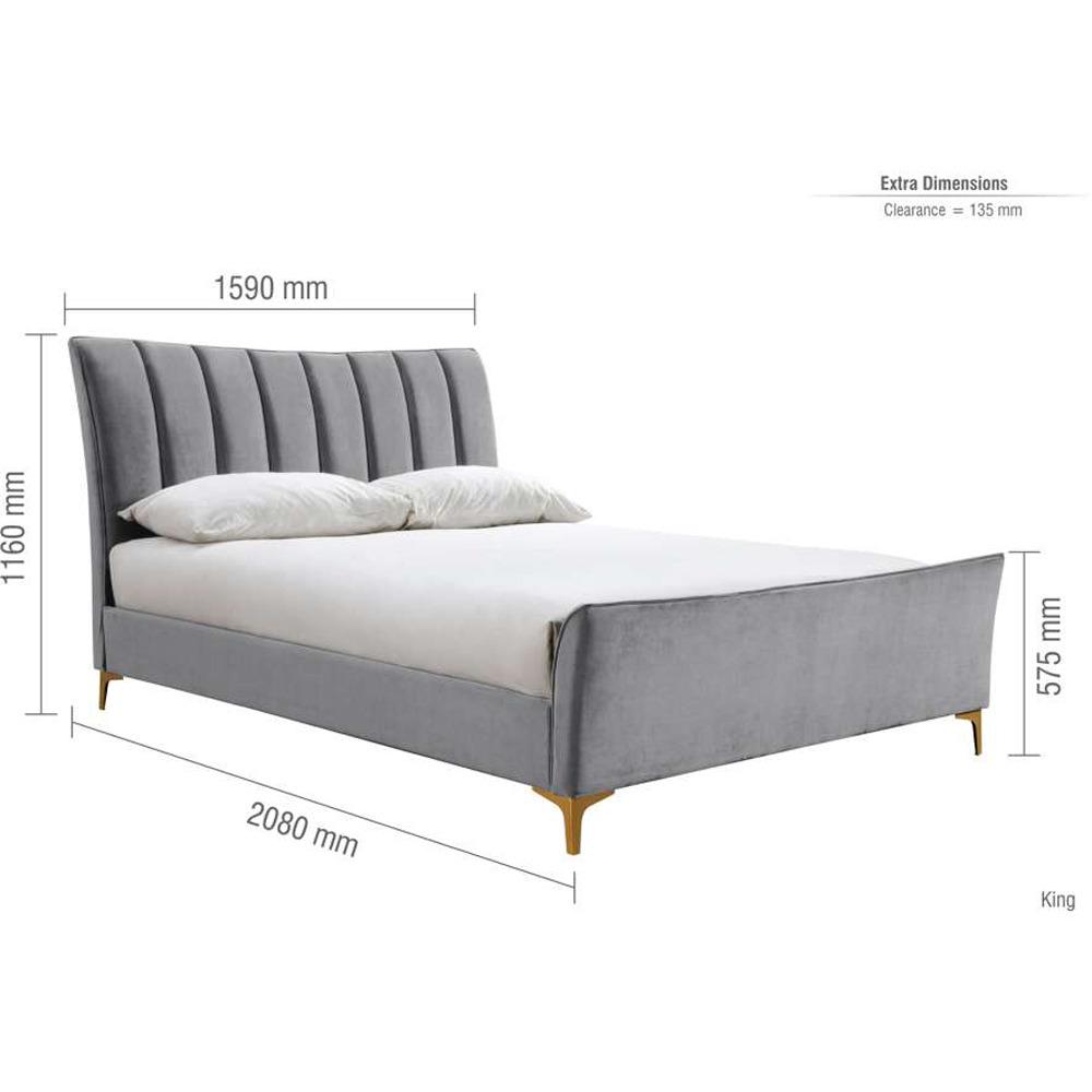 Clover King Size Grey Velvet Bed Image 9