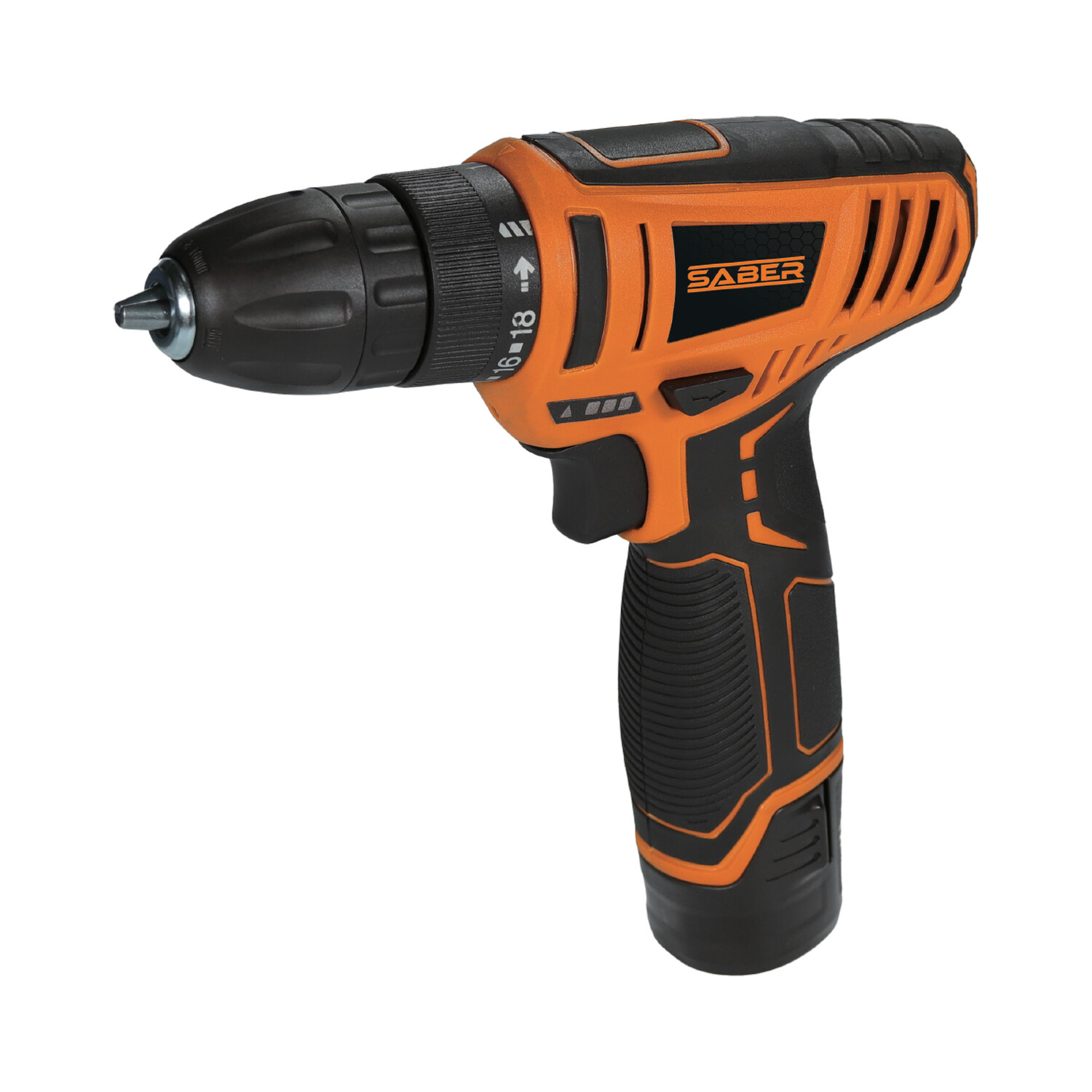 Saber 12V Cordless Drill Driver Black and Orange Image 1