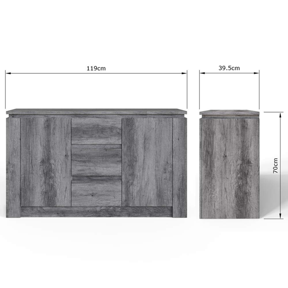 GFW Canyon 2 Door 3 Drawer Charcoal Grey Sideboard Image 7