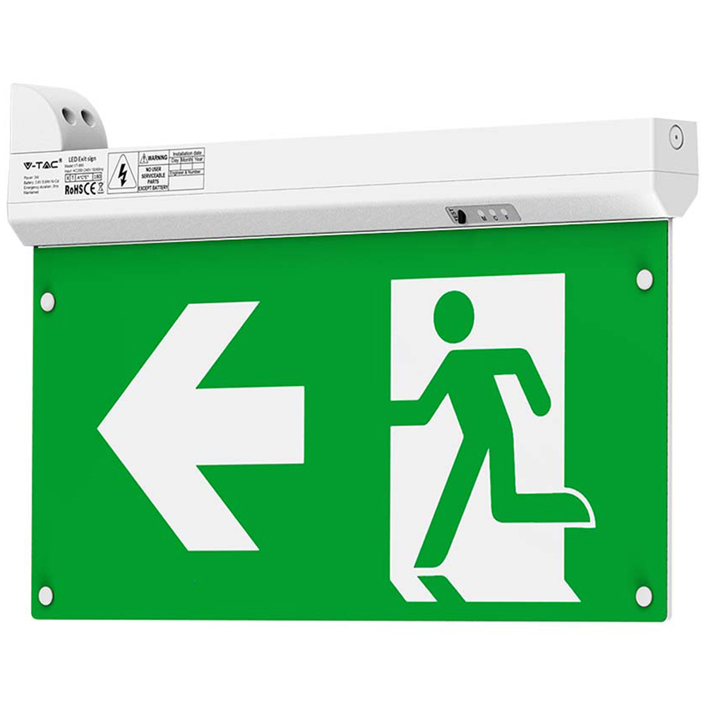 V-TAC 6000K 4 in 1 Emergency Exit Light with Self Test and RF Control Image 1