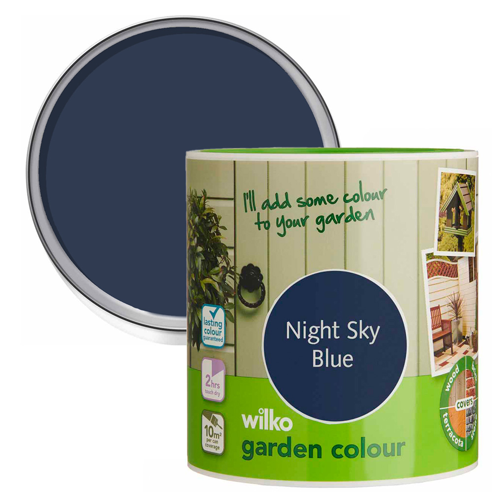 Wilko Garden Colour Night Sky Blue Wood Paint 1L Image 1