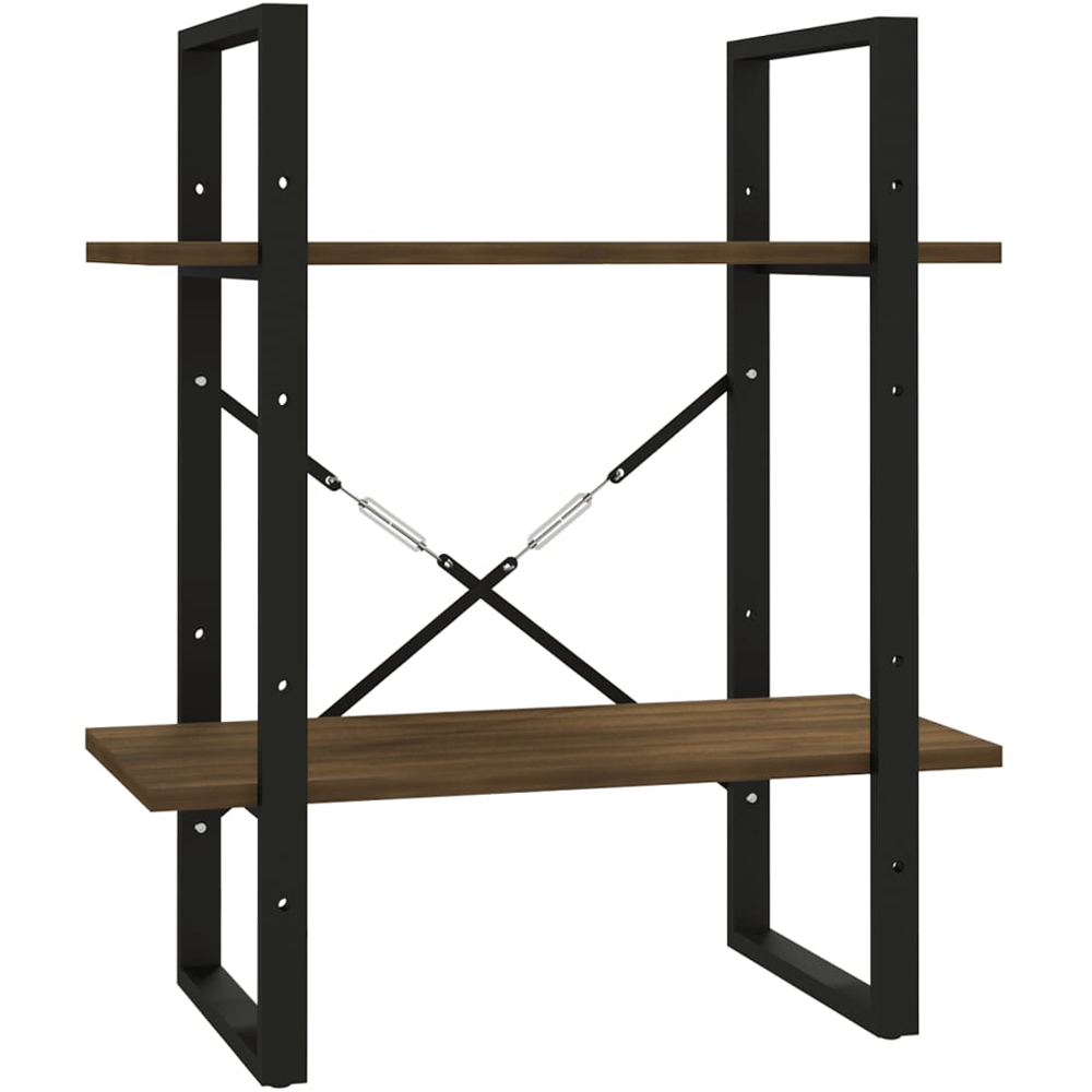 vidaXL 2 Shelf Brown Oak Bookcase Image 2