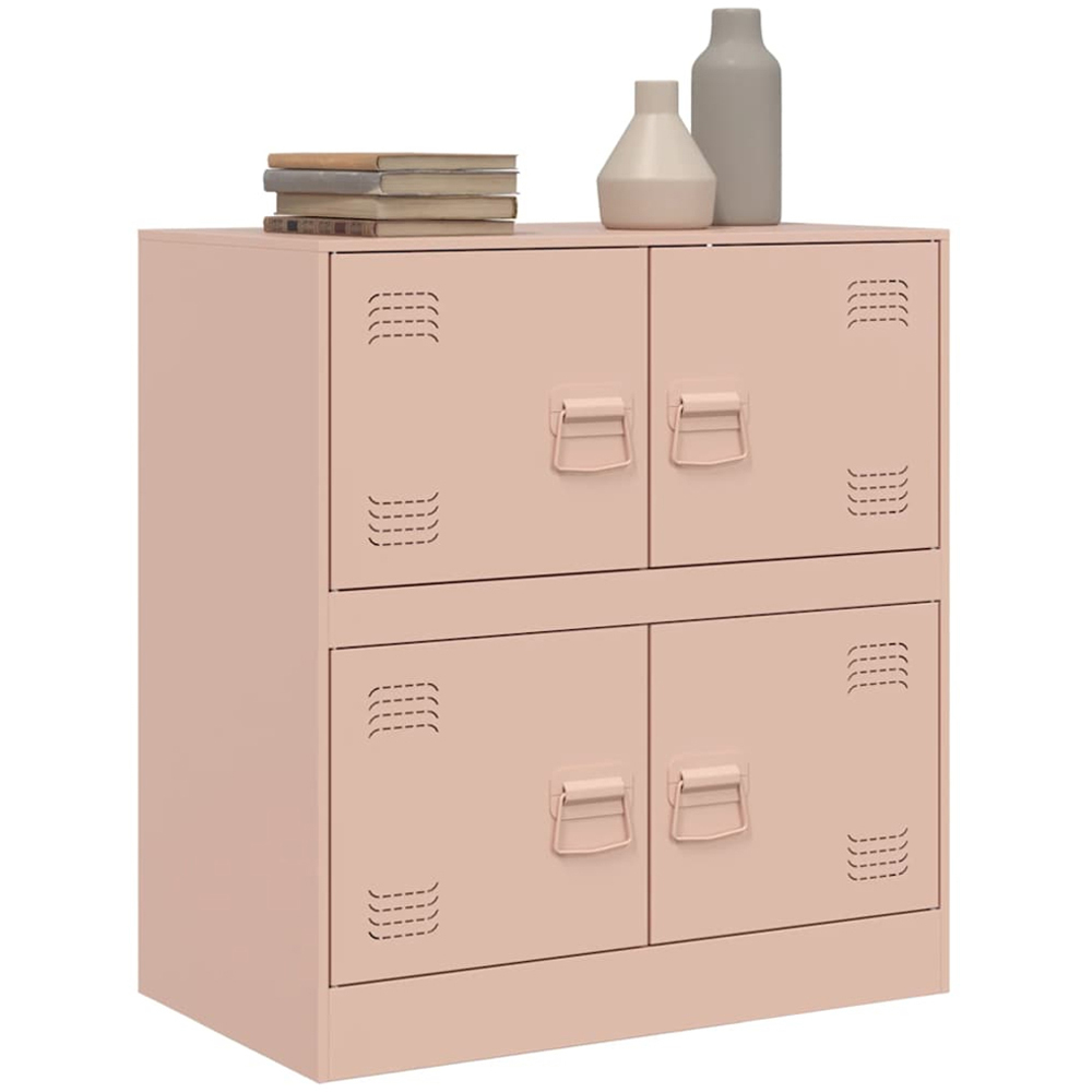 vidaXL 4 Door Pink Steel Sideboard Image 3