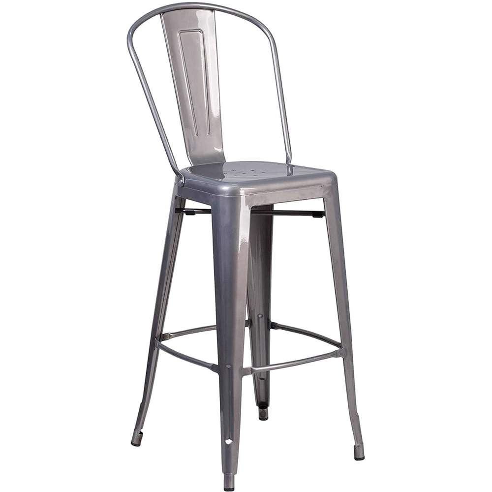 FWStyle Set of 4 Grey Clear Coat Steel Bar Stool Image 3