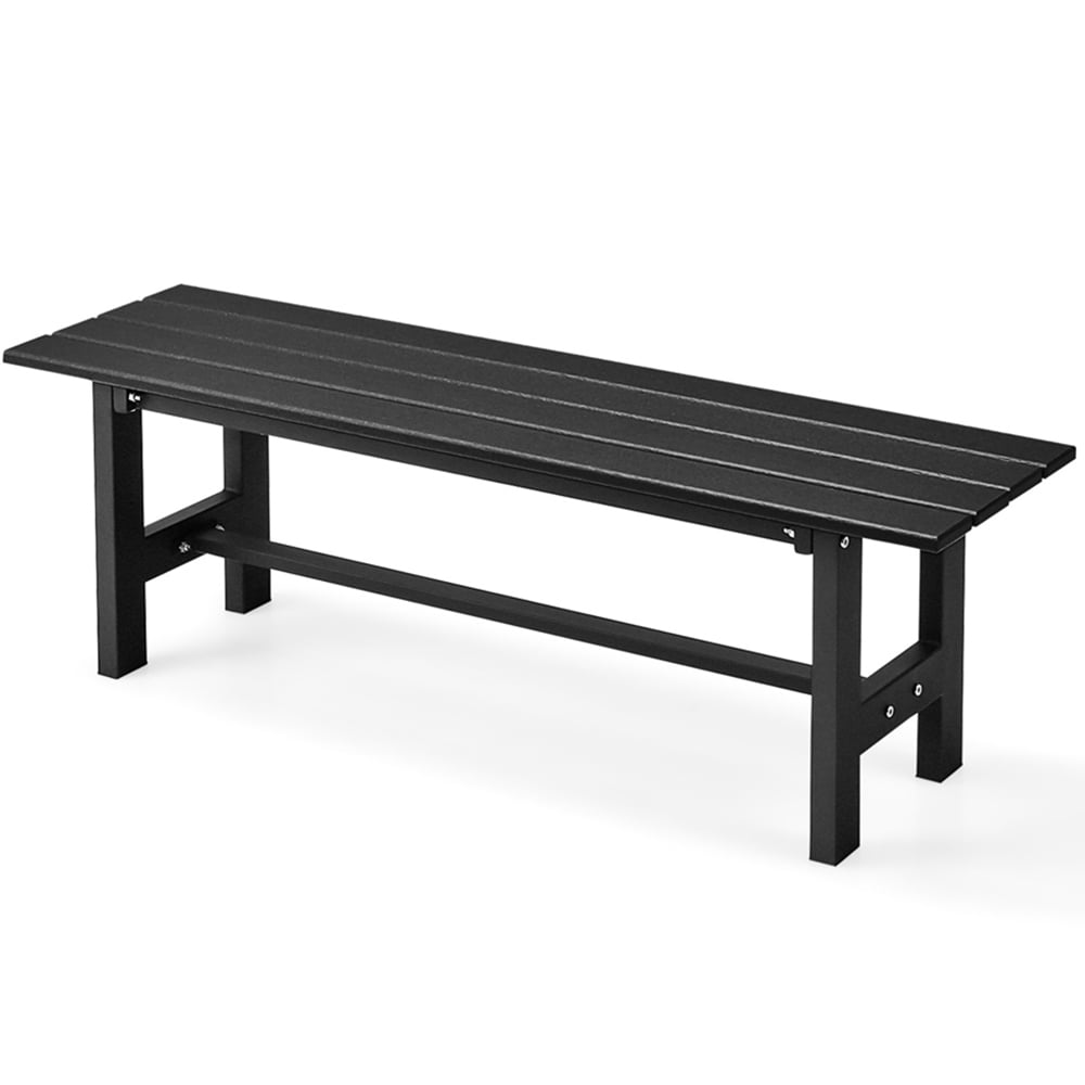 Costway 2 Seater Black Outdoor Bench with Slatted Seat Image 2