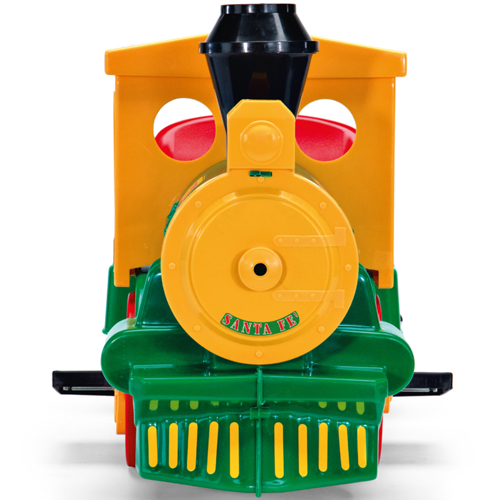 PEG Santa Fe Kids Electric Ride-On Train with Track and Sound Effects Green 6V Image 2