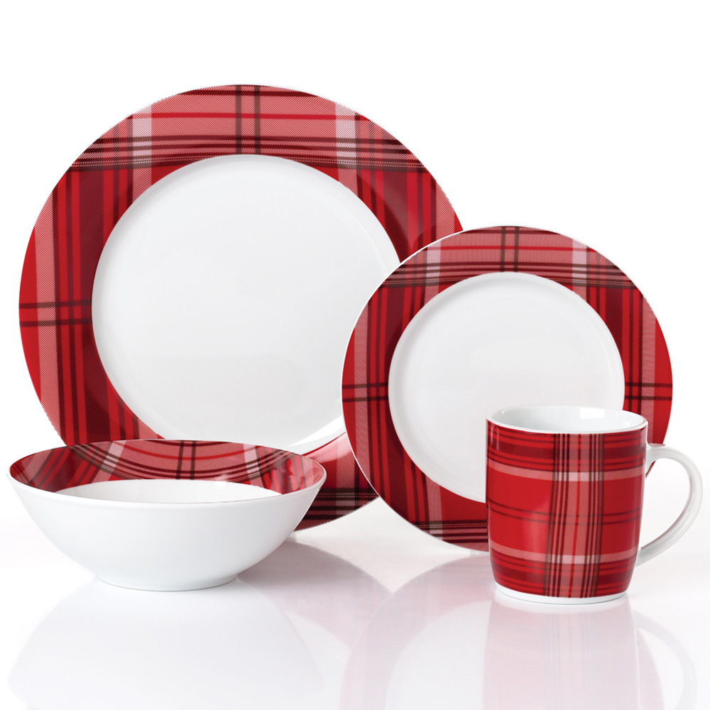 Waterside Christmas Red Tartan 16 Piece Dinner Set Image 2