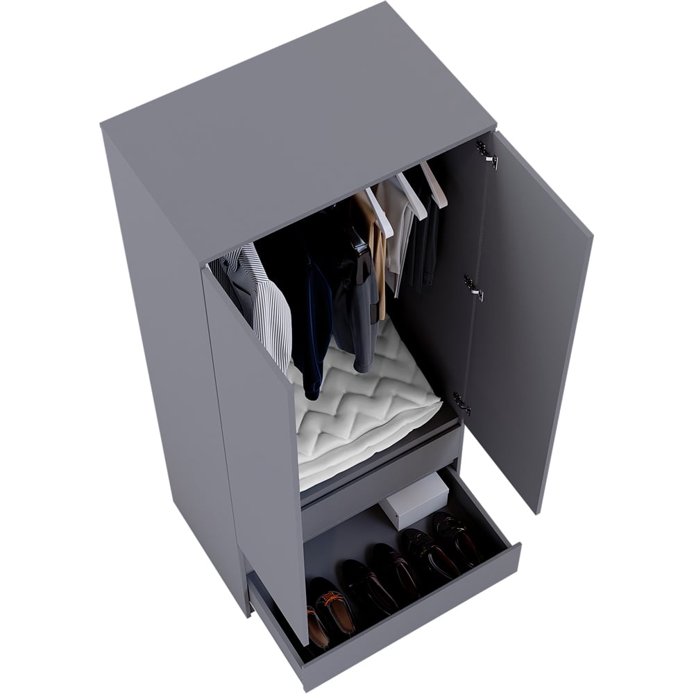 Vida Designs Denver 2 Door 2 Drawer Grey Wardrobe Image 6