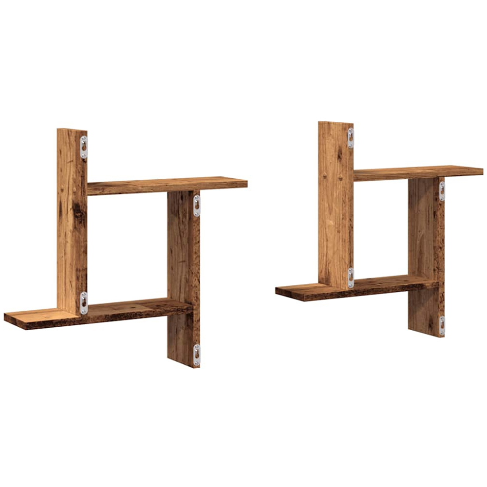 vidaXL 50cm Set of 2 Old Wood Floating Wall Shelf Image 6