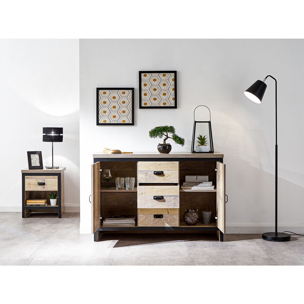 GFW Boston 2 Door 3 Drawer Oak Sideboard Image 8