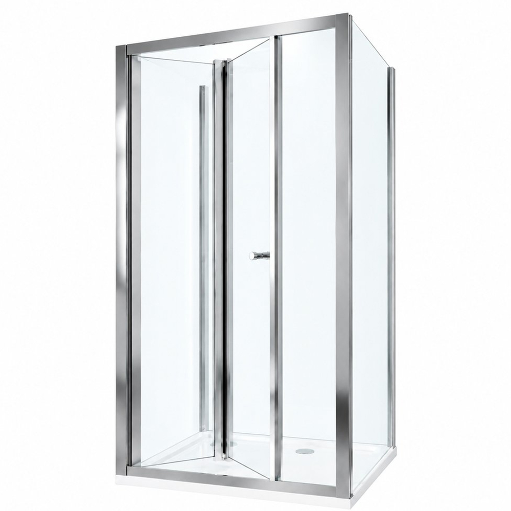 Stech Homes Bi-fold Shower Door with 2 Side Panels and Shower Tray 900 x 1850mm Image 1
