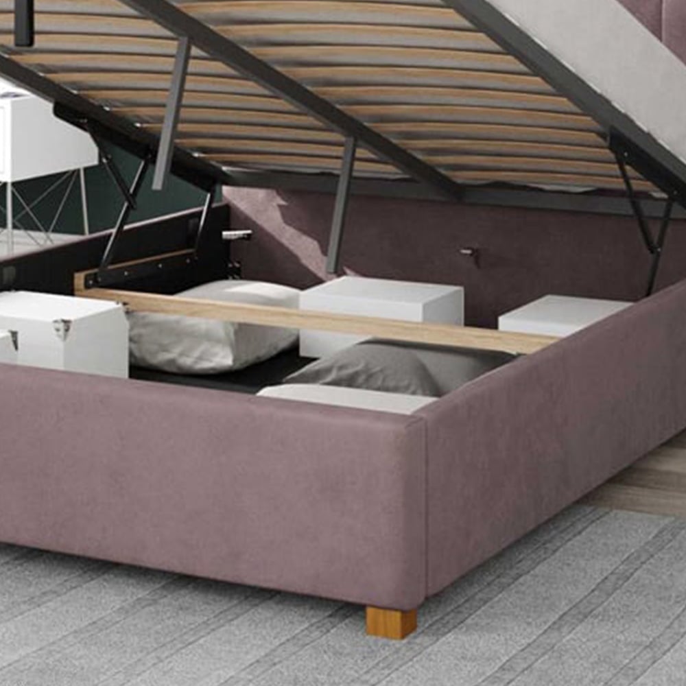 Aspire Hepburn Double Blush Plush Velvet Ottoman Bed Image 3