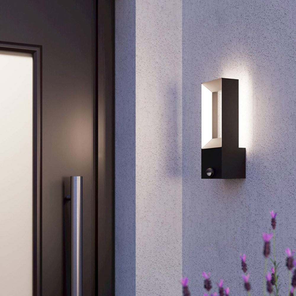 EGLO Riforano Black Exterior Wall Light with Sensor Image 2