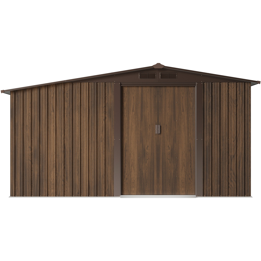 Living and Home 4 x 8ft Wood Grain Finish Apex Garden Shed with Log Storage Image 1
