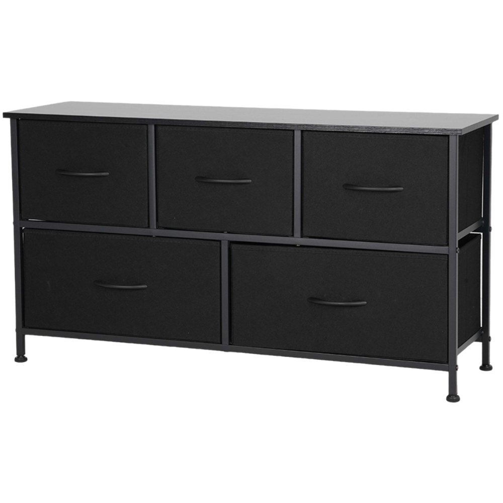Alivio 5 Drawer Black Fabric Chest of Drawers with Steel Frame and Wood Top Image 2