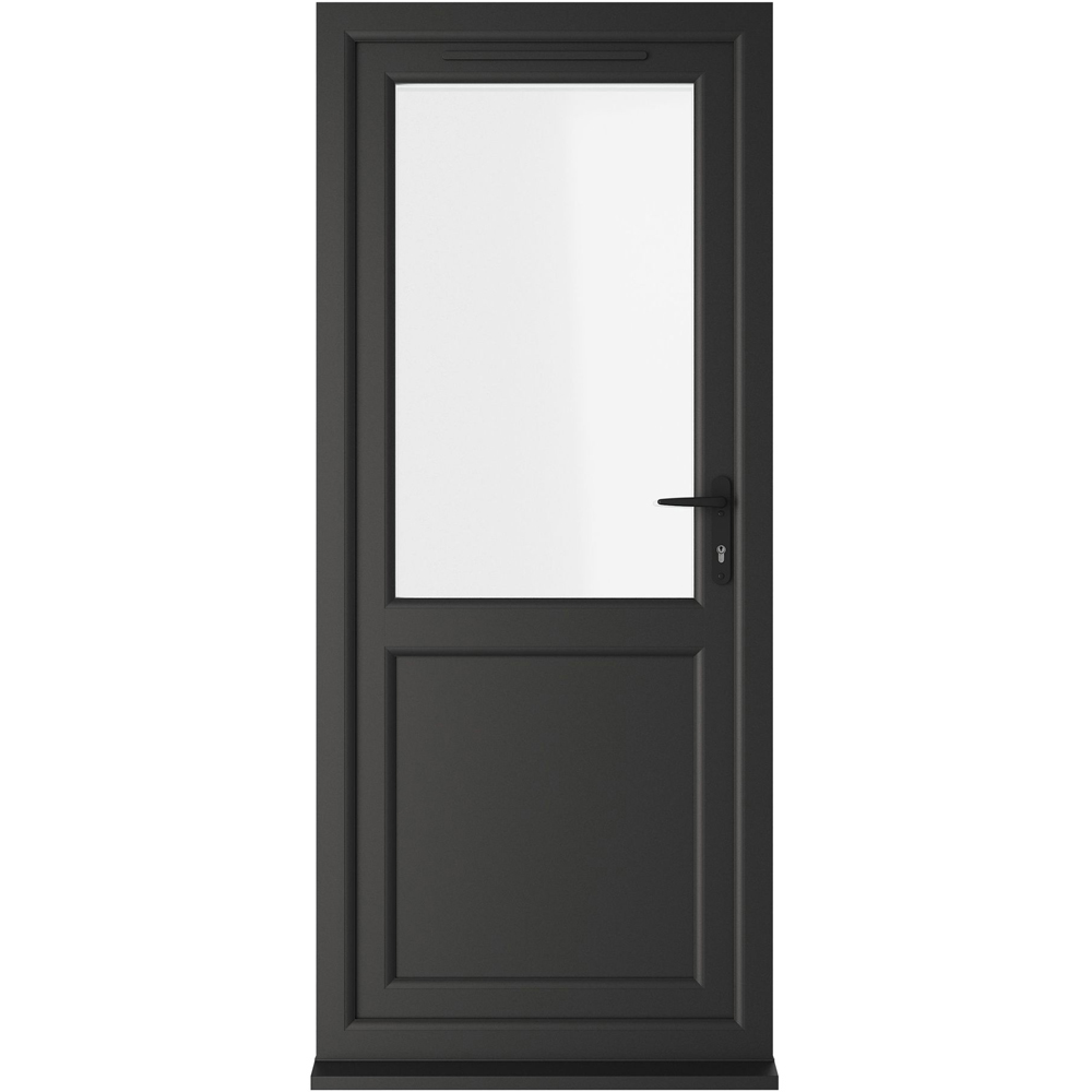 Crystal Black and White Half Glass LH Open Clear Triple Glazed Door 890 x 2090mm Image 1