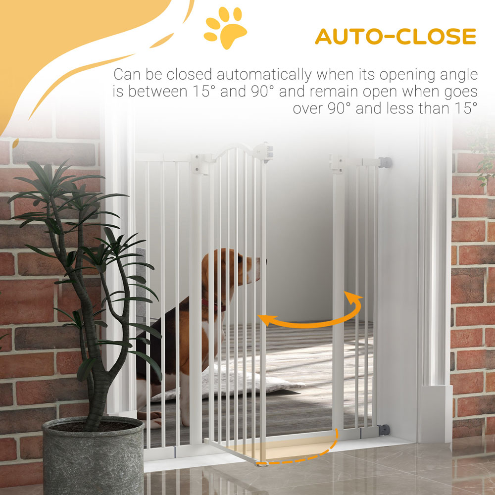 PawHut White 74-100cm Adjustable Metal Pet Safety Gate Image 5