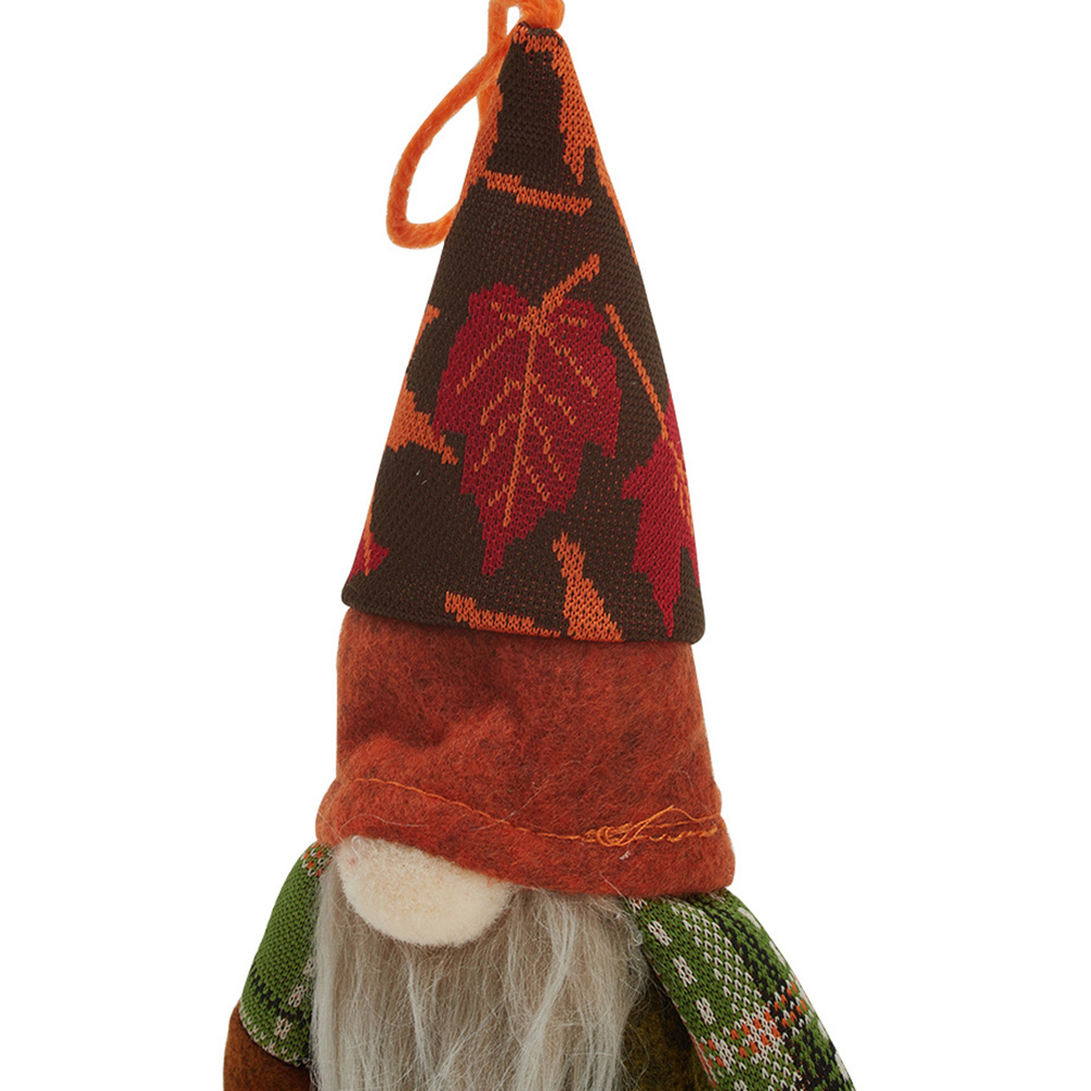 Living and Home Orange Handmade Harvest Maple Gnome LED Ornament 17cm Image 7