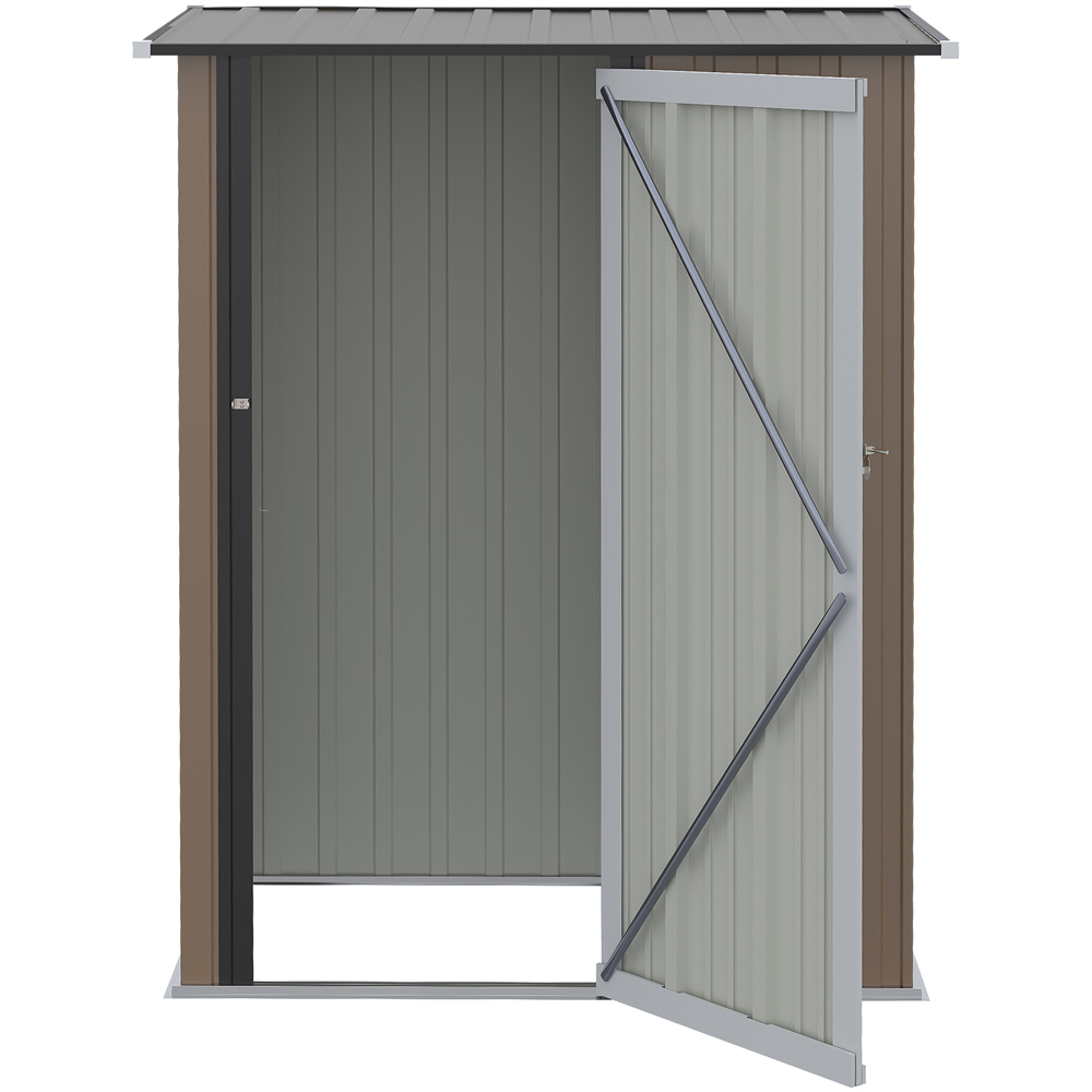 Outsunny 5 x 3ft Brown Garden Metal Shed Image 3