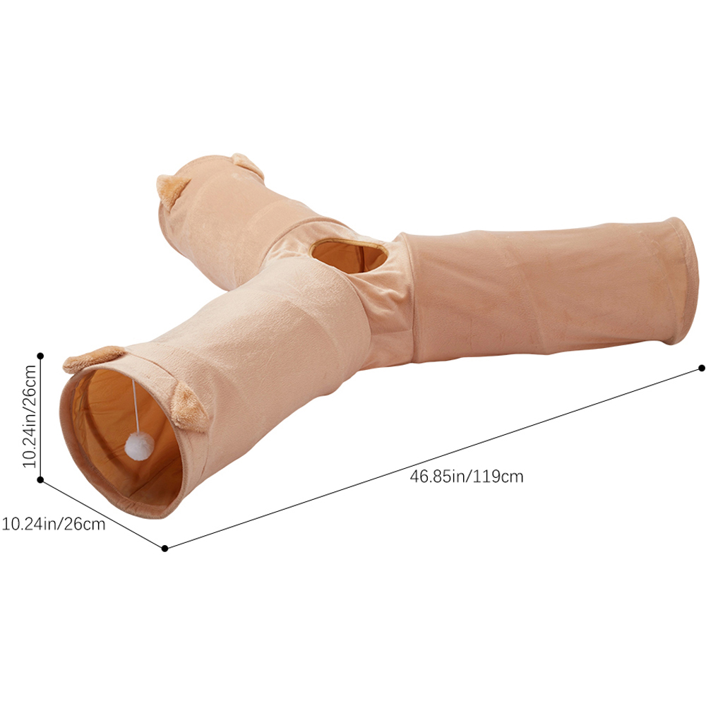 H&O Direct 3 Way Collapsible Cat Play Tunnel with Ball Toy Image 5