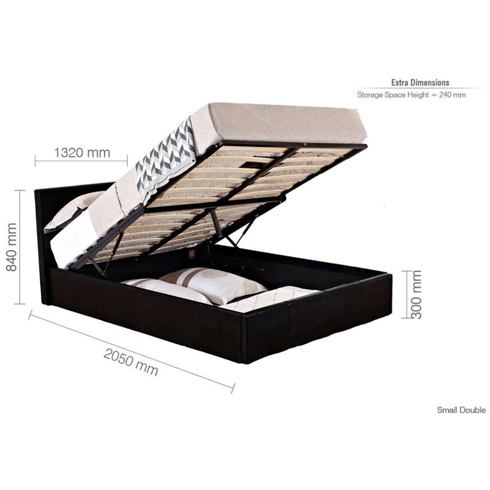 Berlin Small Double Black Faux Leather Ottoman Bed Image 9