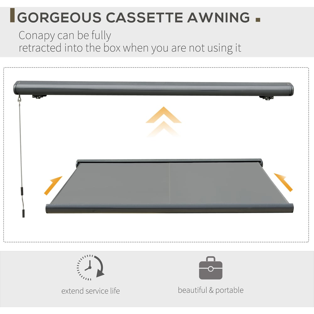 Outsunny 3.5 x 3m Grey Retractable Electric Canopy Cover Image 6