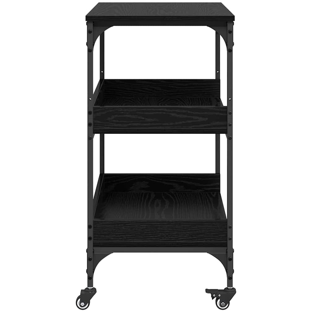 vidaXL 3 Shelf Black Oak Wide Kitchen Trolley Image 7