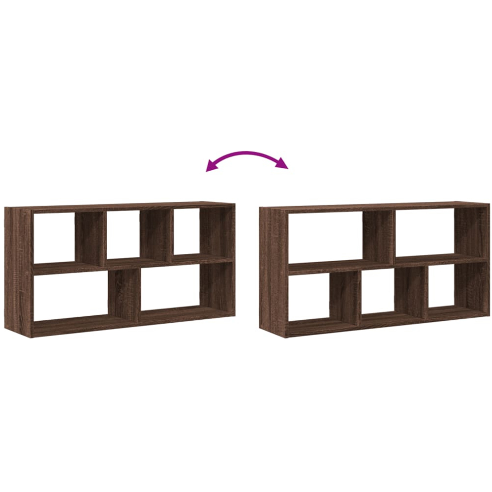vidaXL 5 Shelf Brown Oak Floating Wall Shelf Image 6