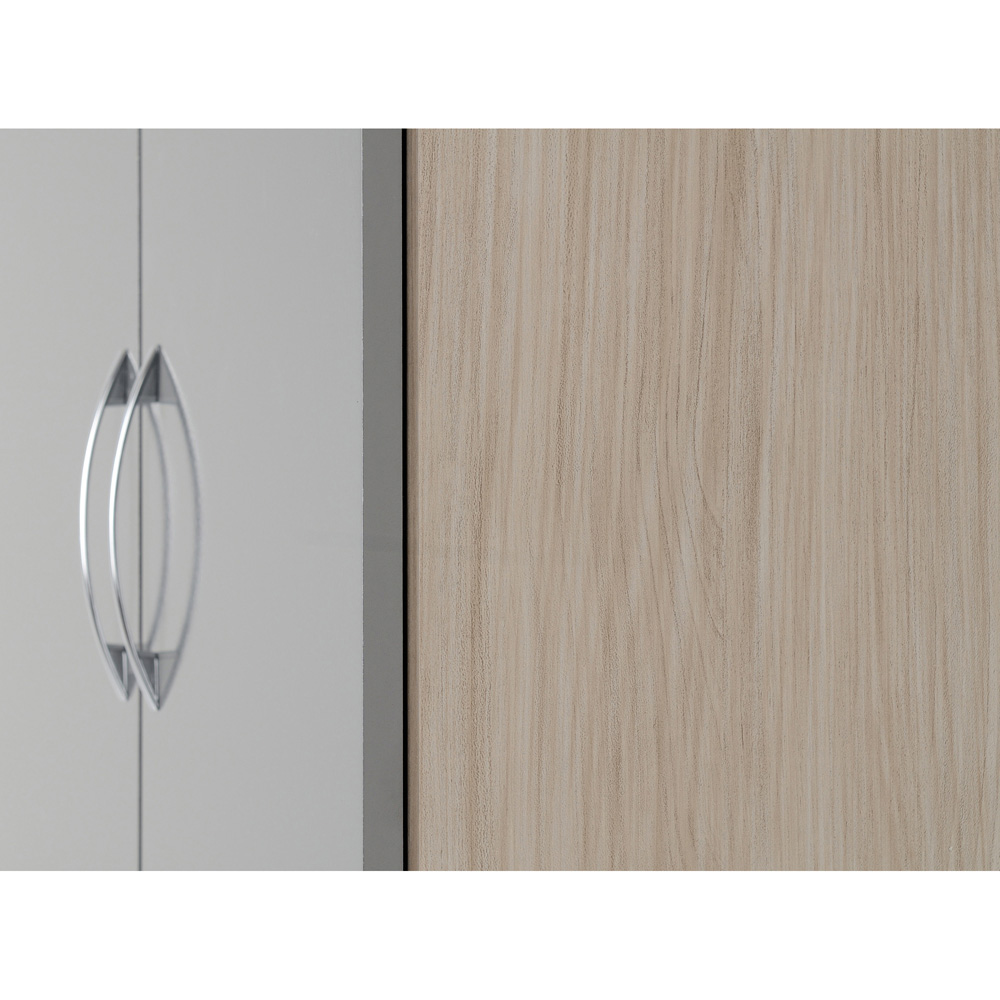 Seconique Nevada 2 Door Single Drawer Grey Gloss and Light Oak Veneer Wardrobe Image 6