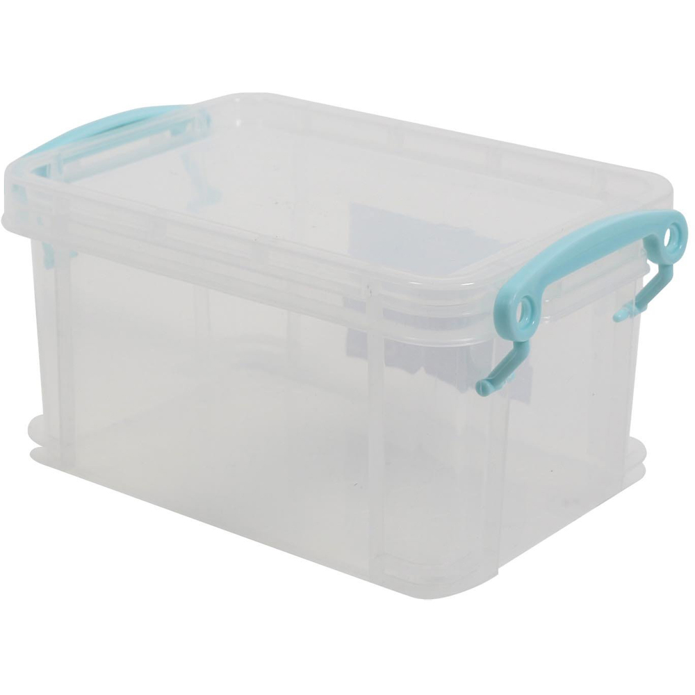1.5L Clear Storage Box with Blue Clip Handles Image