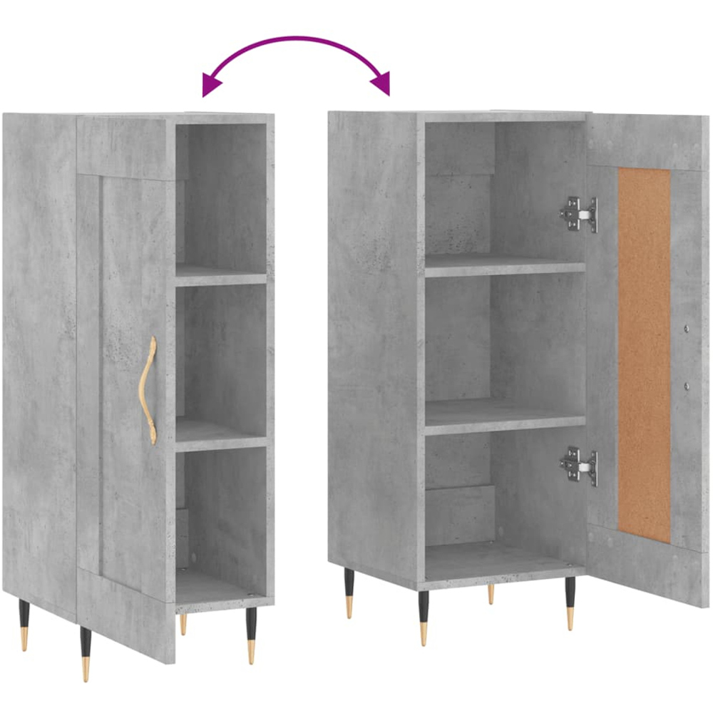 vidaXL Single Door Concrete Grey Wooden Sideboard Image 9