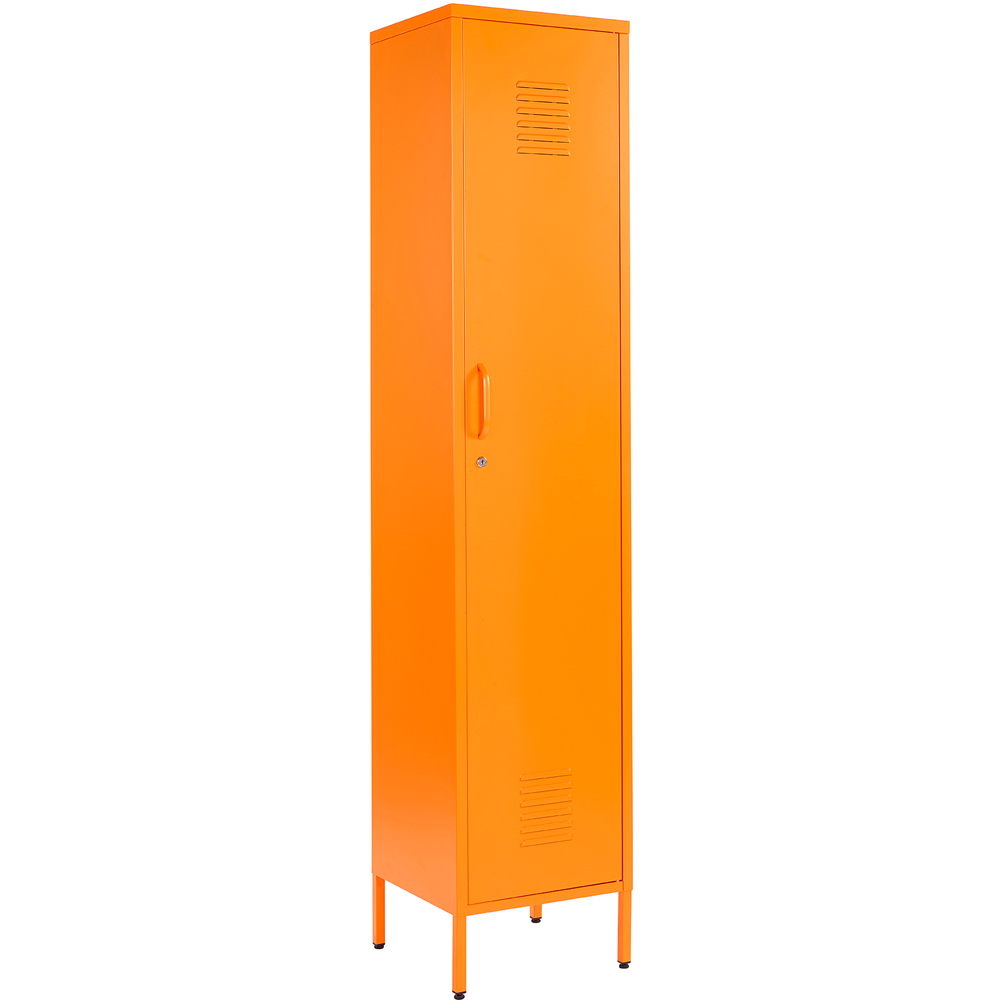 MMT Furniture Designs Single Door Orange Metal Tall Locker Cabinet Image 2