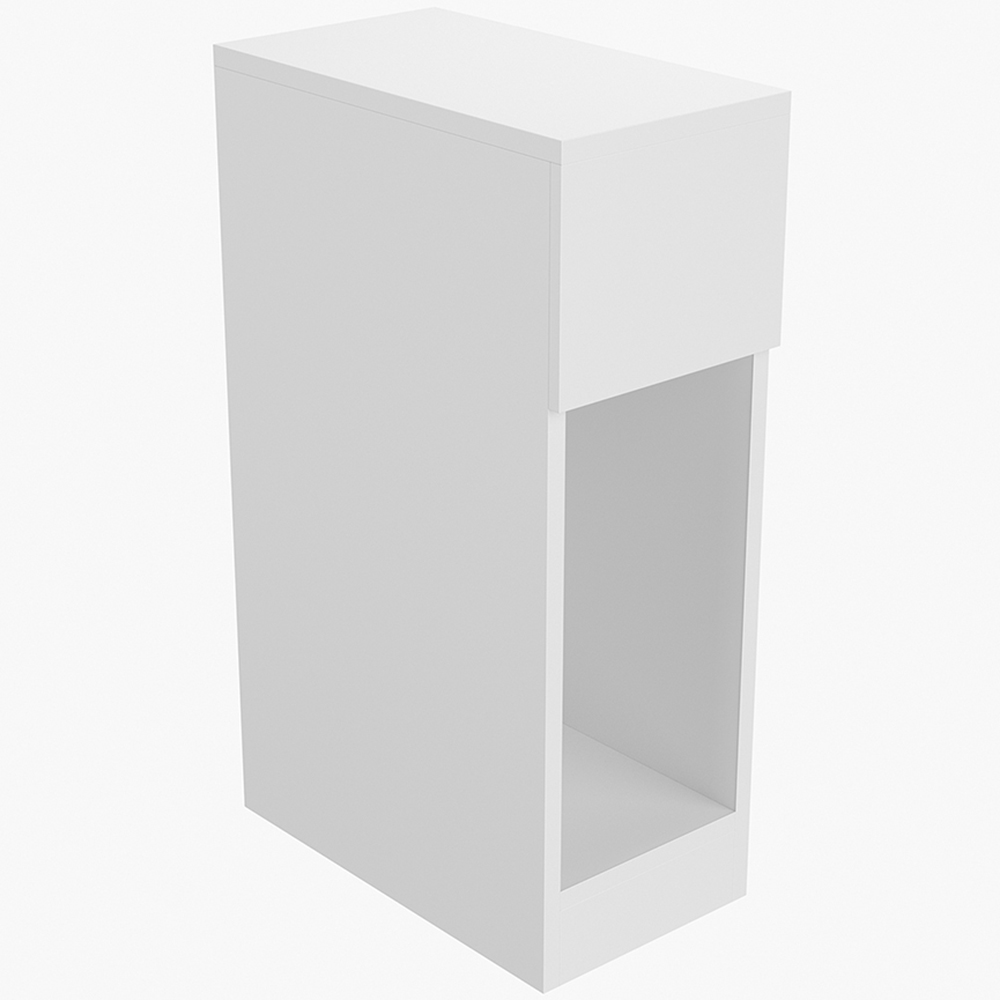 Living and Home Single Drawer White Bedside Table Image 2