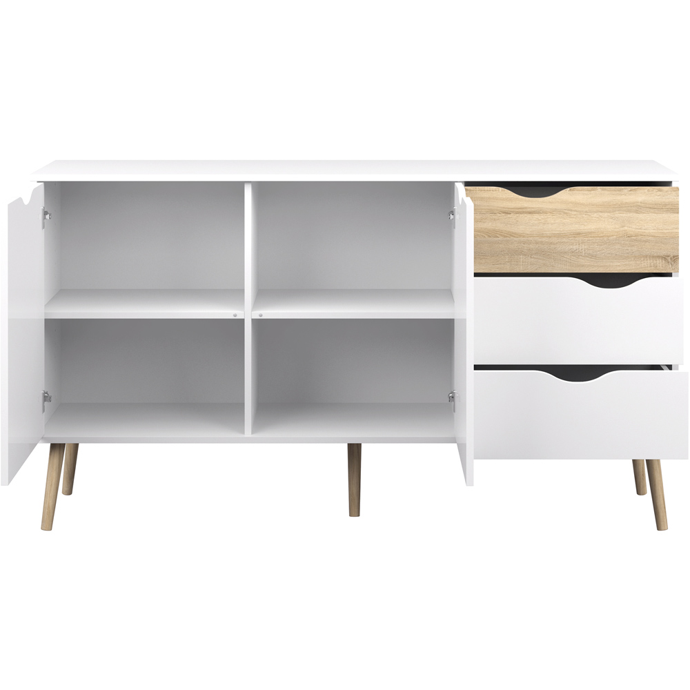 Florence 2 Door 3 Drawer White and Oak Sideboard Image 4