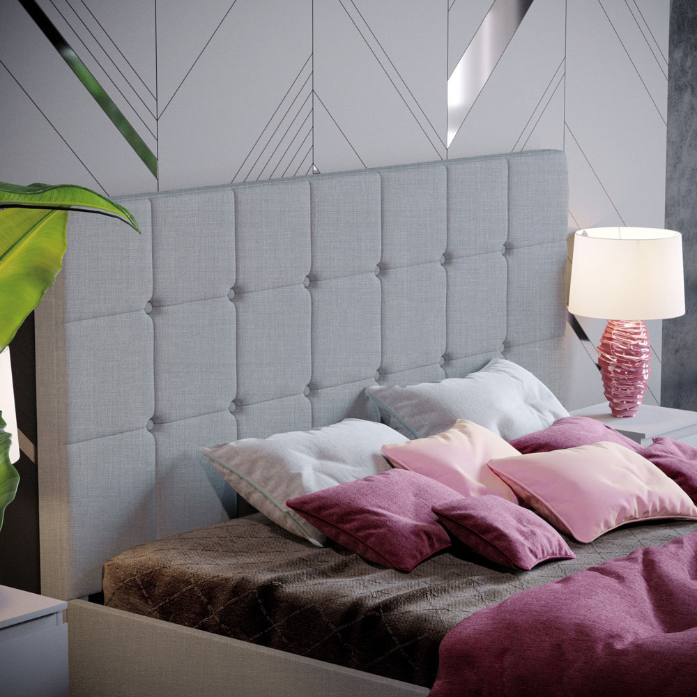 Vida Designs Valentina King Size Light Grey Linen Ottoman Bed Image 3