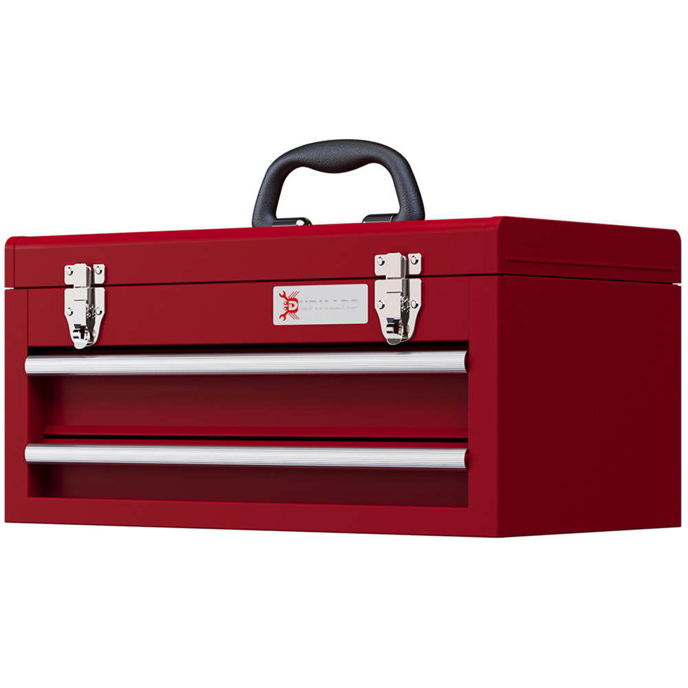 Durhand 2 Drawer Red Lockable Metal Tool Chest Image 1