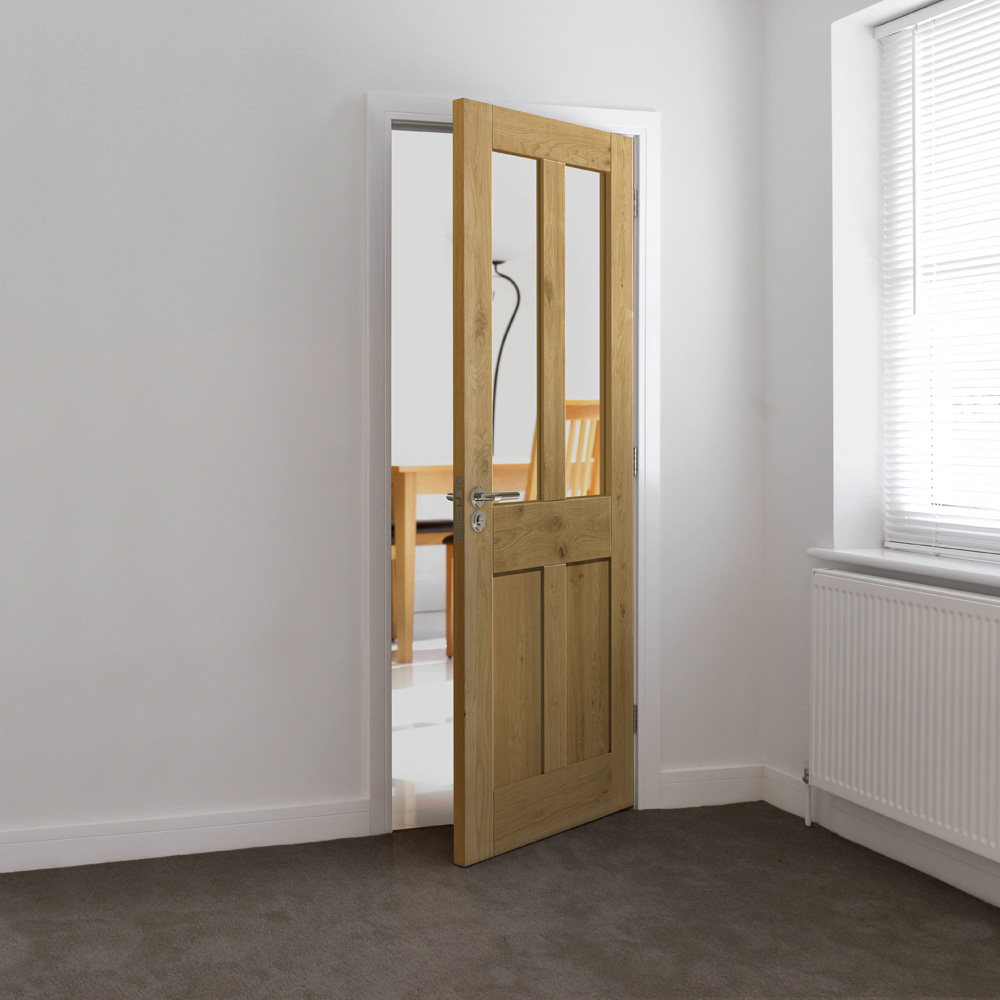 JB Kind Rustic Cottage Oak 4 Panel Glazed Internal Door 1981 x 762mm Image 2
