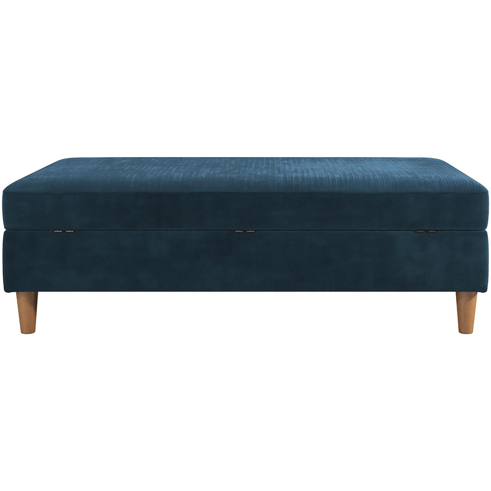 Dorel Hartford Blue Chenille Storage Ottoman Image 4