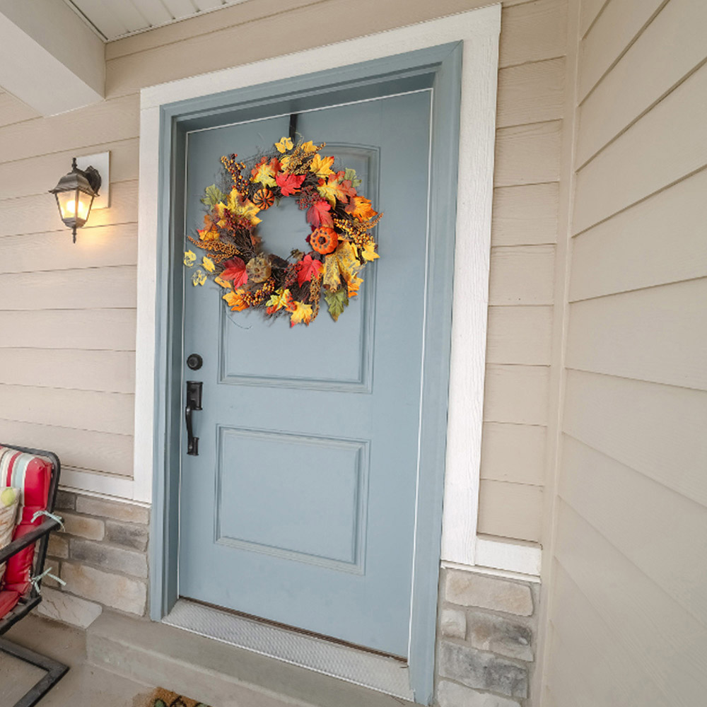 Living and Home Halloween Wreath with Maple Fall Image 7