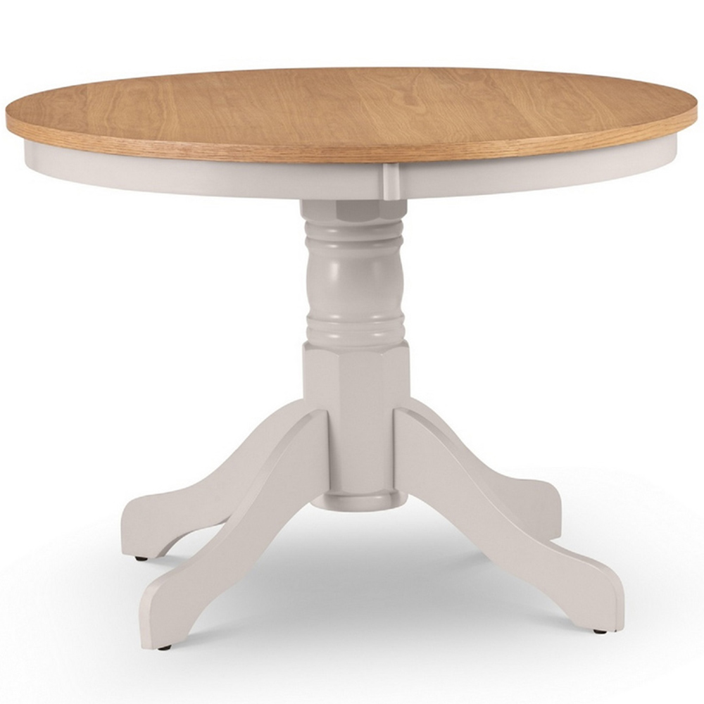 Julian Bowen Davenport 4 Seater Round Pedestal Dining Table Oak and Elephant Grey Image 2