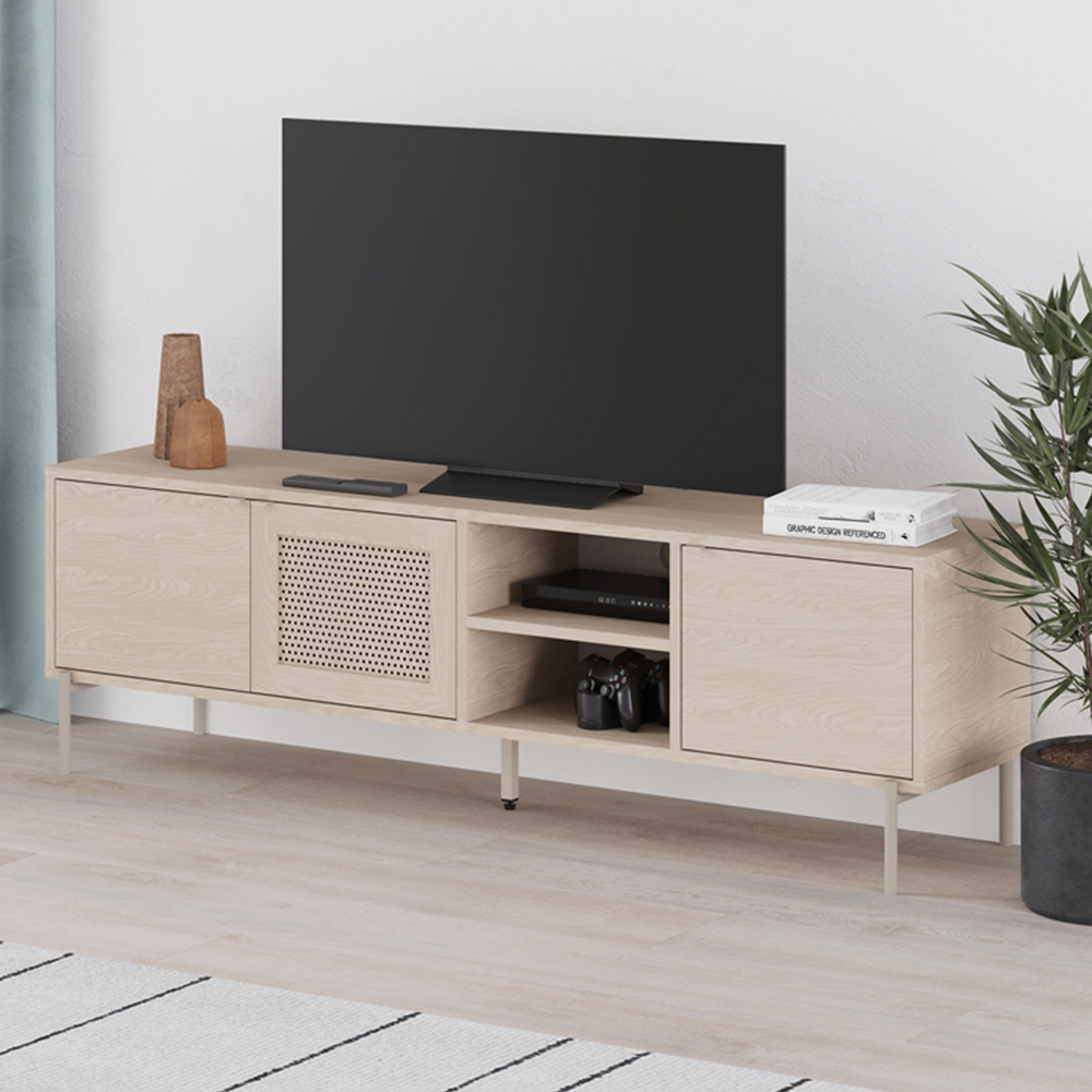 Decortie New Inca 3 Door 2 Shelf Pusula Sandstone Metal TV Unit Image 1