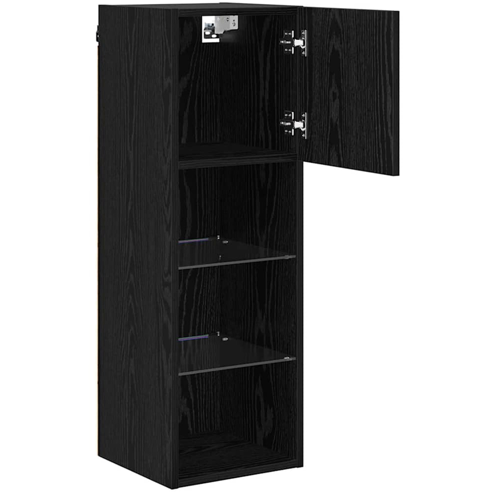 vidaXL Single Door 3 Shelf Black Oak Wall Mounted LED TV Unit Set of 2 Image 5