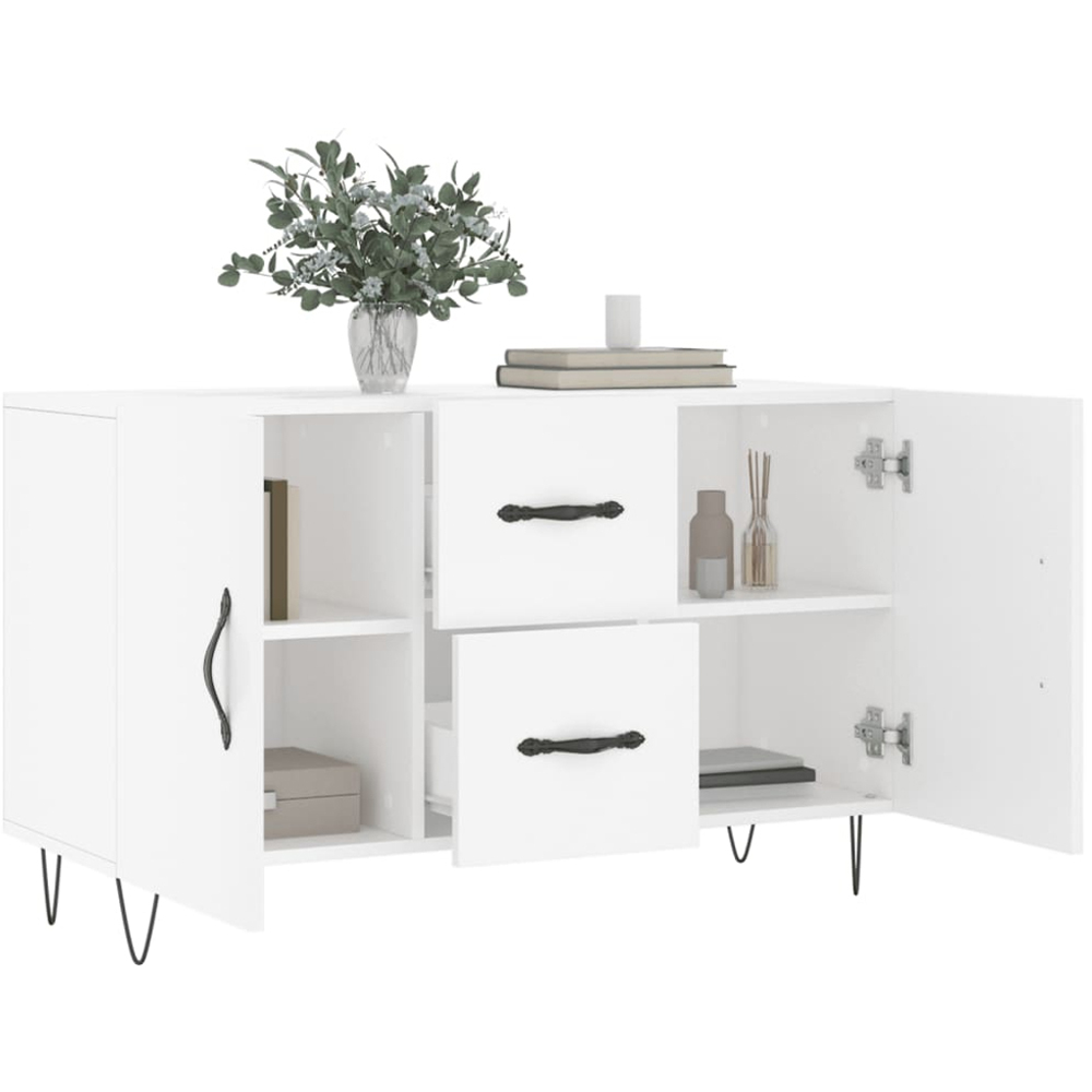 vidaXL 2 Door 2 Drawer White Sideboard Image 4