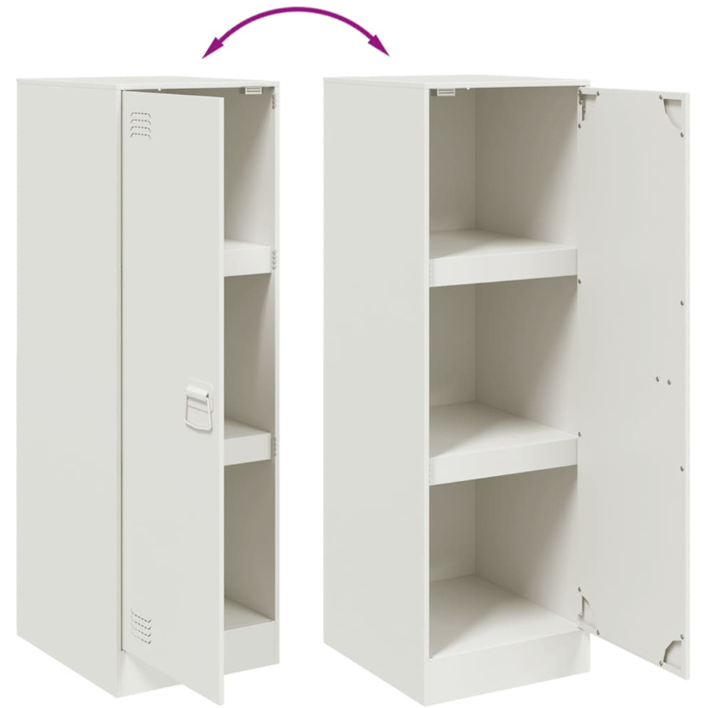 vidaXL Single Door Steel White Sideboard Image 8