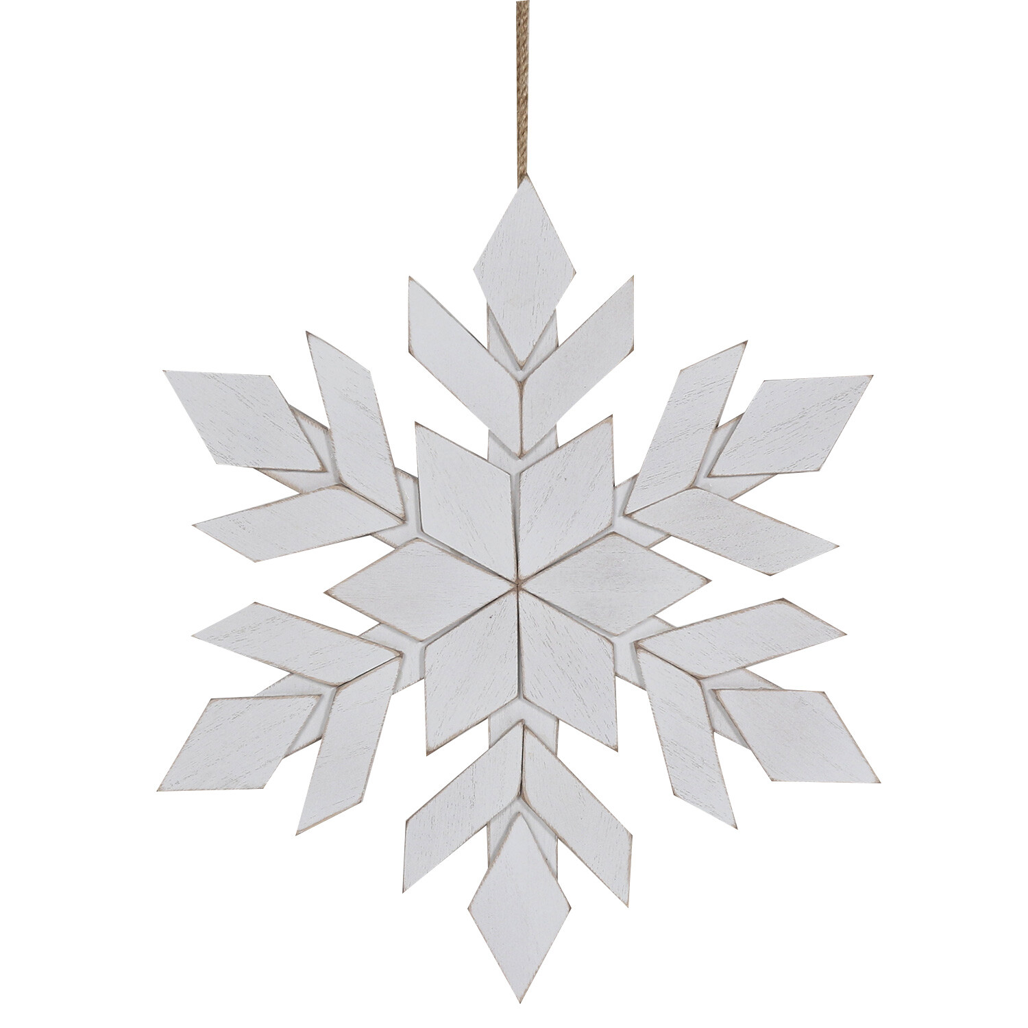 Scandi Wooden Snowflake - White Image