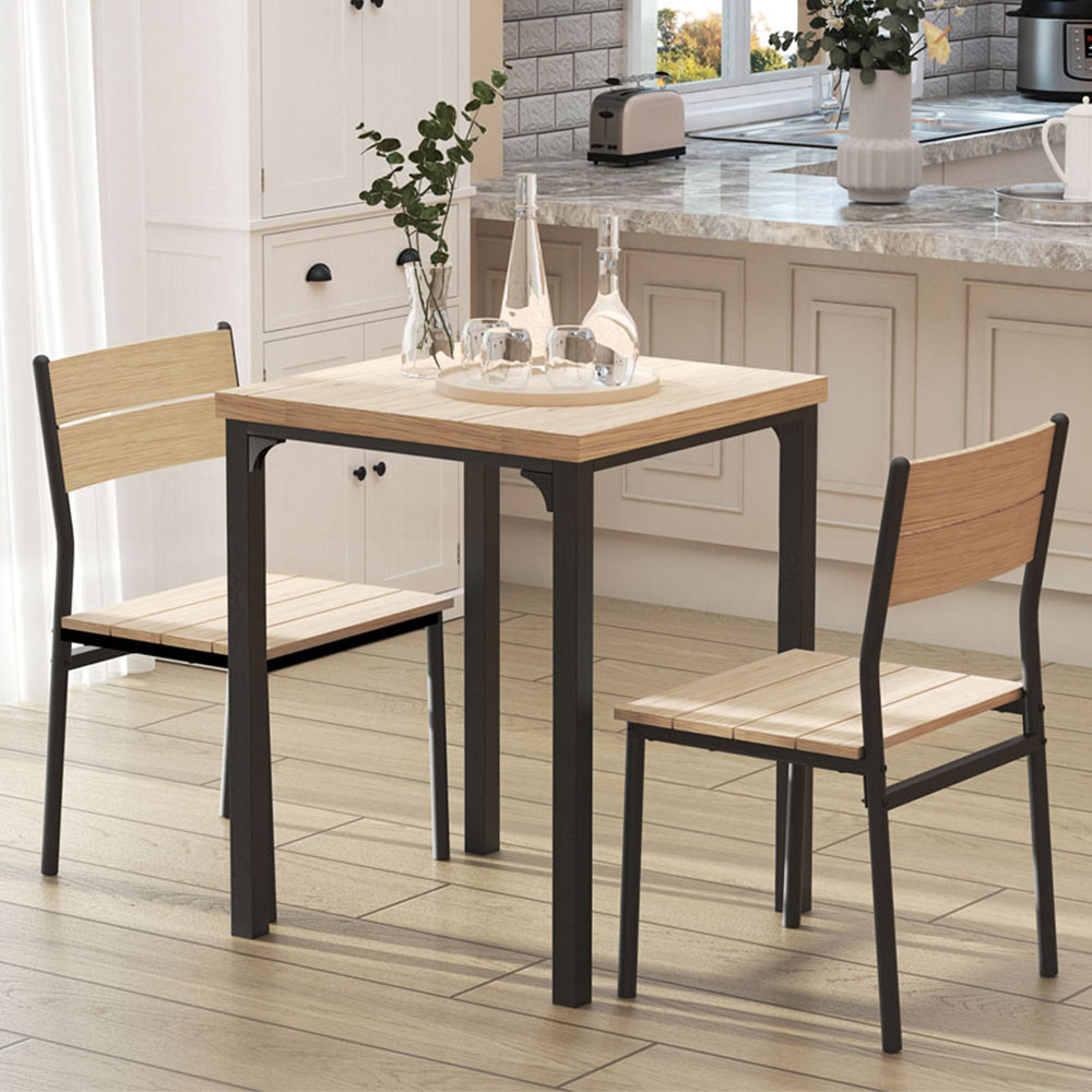 Portland 2 Seater Wooden Dining Set Black and Natural Image 1