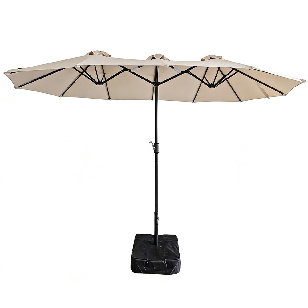 Gr8 Garden Beige Double Sided Parasol 4.6m Image