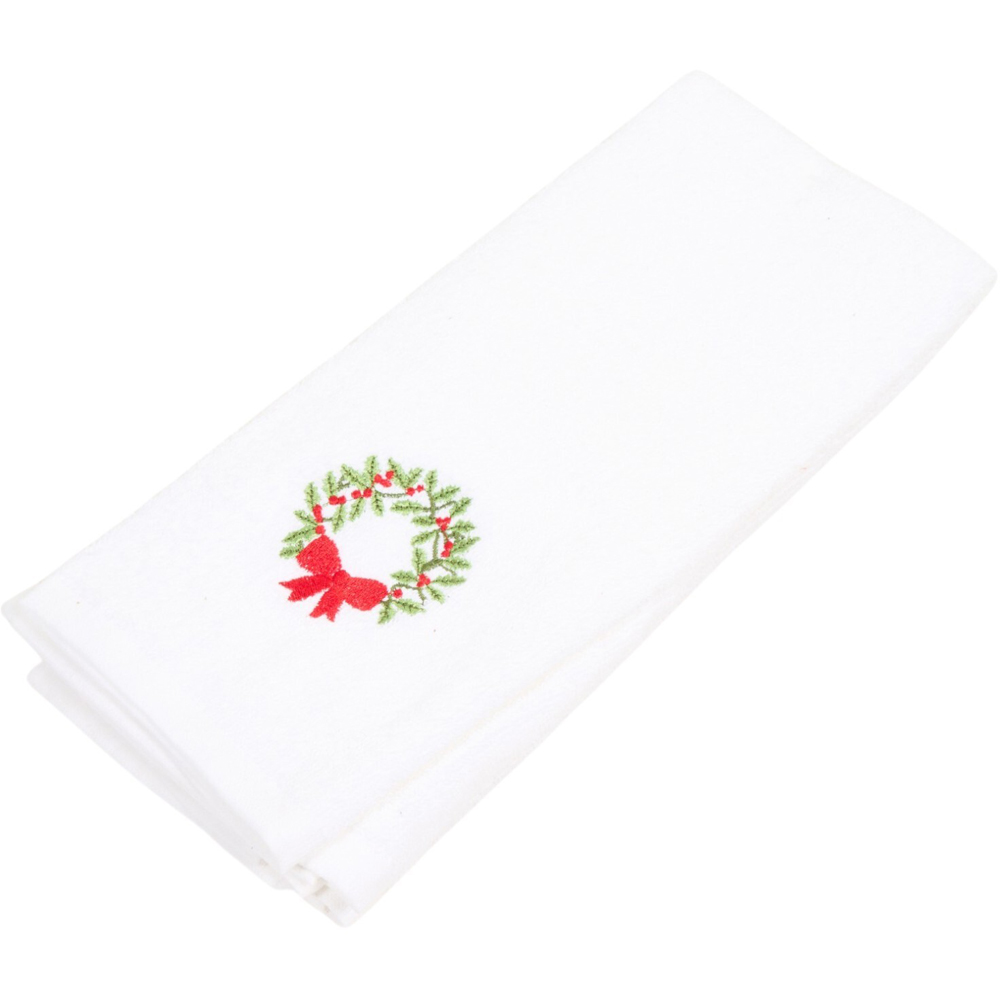 Pack of 2 Embroidered Wreath Tea Towels White Image 2